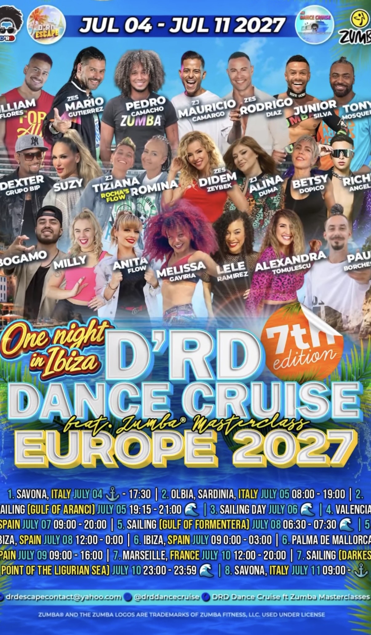 D’RD Dance Cruise Europe 2027, 4. až 11. júla